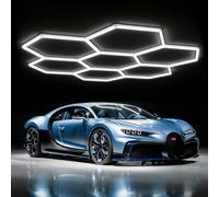 7 Hex Plafoniera LED esagonale per garage-30pcs luci tubolari, super luminosa 240W 6500K, luci da soffitto LED collegabili per dettagli auto, magazzino, seminterrato, cura dell'auto, lavanderia