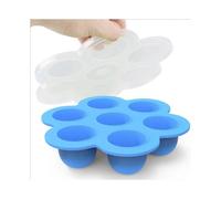 7 Holes Egg Bites Molds Silicone with Lid Reusable Baby Food Storage Container Freezer Ice Cube Trays Steamed Cake Mold Egg Poacher Instant Pot Access