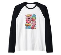 7 Il Compleanno di Un Anno Era 6 Ora Sono 7 Bambini gocciolanti Maglia con Maniche Raglan