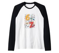 7 Il Compleanno di Un Anno Era 6 Ora Sono 7 Kids Racing Maglia con Maniche Raglan