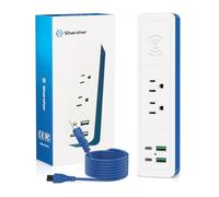 7 in 1 - 7 in 1 per comodino, 2 prese CA, 2 porte USB-A e 2 porte USB-C, stazione di ricarica rapida per camera d'ufficio, cavo di prolunga