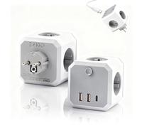 7 in 1 Ciabatta Multipresa con USB, 4 Prese AC, 3 USB (1 USB-C + 2 USB-A), Cavo USB intelligente Schnellladung Scuola, Presa Multipla Spina Piatta Salvaspazio con Interruttori per Casa, Ufficio