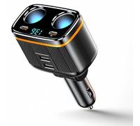 7 in 1, distributore accendisigari con PD45 W, USB C, ricarica rapida, doppia spina 12 V, adattatore per auto, voltmetro, 24 V, per auto, 145 W, compatibile con iPhone Navi Dashcam