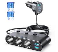 【7 IN 1】JOYROOM 179W Sdoppiatore Presa Accendisigari per Auto,【PD30W & 3 Porte USB】Caricabatteria Auto USB C con Cavo 1m, 12V/24V Car Charger con voltmetro a LED, Splitter Multiplo per iPhone 17
