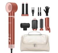 7 in 1 MaxAIR 2.0 Multi-Styler Set automatico a doppia tensione | Ferro arricciacapelli autoavvolgente, piastra, 110,000 RPM asciugacapelli, spazzola volumizzante, Amber Silk