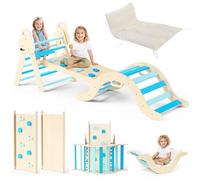 7 in 1 Percorso motorio bambino, Arrampicata Bebe con comodi cuscini, in legno massiccio naturale, antiscivolo, telaio da arrampicata Montessori, da 1 a 5 anni