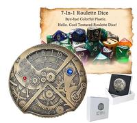 7-in-1 Roulette Dice Hollow Dungeons and Dragons DND D and D Metal Dice Set with Gift Box 7PCS D4, D6, D8, D10, D12, D20 and D% for Dungeons and Dragons RPG Role Playing Games