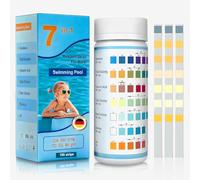 7 in 1 Strisce Test Piscina,100 Pezzi Strisce Test Acqua Piscina,Tests Dell'Acqua Strisces,Analisi Strisces Reattive per Acquari,per PH, Alcalinità,Durezza,Cloro,Bromo e Acido Cianurico