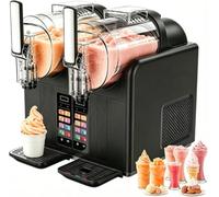 7 in 1Macchina per granite senza ghiaccio per bevande ghiacciate e gelato soft, auto-raffreddante con 7 programmi preimpostati, display a LED e autopulizia, ideale per riunioni di famiglia(Black)