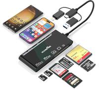 7-in-3 USB C USB 3.0 Lightning Multi Card Reader Universal Memory Card Adapter Hub per iPhone, iPad, MacBook, Samsung Supporto SD,CF,Micro SD,XD,MS,TF Compatibile con Windows,Mac OS, iOS,Linux,Android