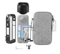 7 in1 Compatibile con Insta360 X4 Accessori Kit[Alluminio Custodia protettiva Cage & Silicone Cap][2Pcs Pellicola Protettiva Schermo][Borsa di Custodia con Moschettone e Blocco Anti-perdita]