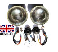 7 INCH Rotondo Bombata Faro Conversione Alogena Kit - Con H4 Bulbo & Pilot Lucas