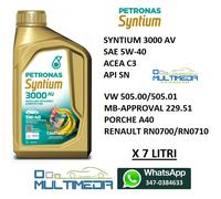 7 LITRI LUBRIFICANTE PETRONAS SYNTIUM 3000 AV 5W-40 ACEA C3 GM DEXOS 2 PERF.