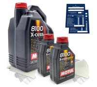 7 Litro MOTUL 8100 x-Cess gen2 5W40 Olio MB 229.5 226.5 A3 B4 Api Sp A40 Set