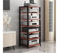 7 Livelli di Altezza 131 Cm Audio Video Rack Tower TV Stereo Media Storage Cabinet, Altoparlanti Amplificatore Mensole Stand Console di Gioco Ricevitore Lettore Dvd CD unità Com, Red, 7 Tier