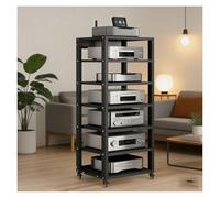 7 Livelli Stereo Hifi Rack, Av Tower Media Stand Supporto Con Ruote Universali Piccolo Mobiletto Stereo E Supporti Audio-Video for Casa/ufficio/teatro(Nero)