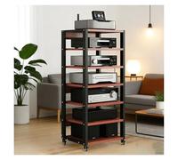 7 Livelli Stereo Hifi Rack, Av Tower Media Stand Supporto Con Ruote Universali Piccolo Mobiletto Stereo E Supporti Audio-Video for Casa/ufficio/teatro(Red)
