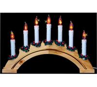 7 Luci Candelabro Tremolante Con Agrifoglio E Bacche - PREMIER