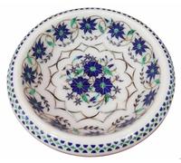 7 " Marmo Bianco a Secco Frutta Ciotola Lapis Floreale Intarsio Arte Decorazione