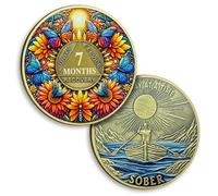 7 Mesi Moneta Sobrietà Sette Mesi Fiore Sobrietà Monete Farfalla AA Chip e Medaglione Sun Chips Recupero Anniversario Token Sobrietà Regali per Uomini Donne Alcolisti Regalo Anonimo