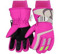 7-Mi Guanti Invernali per Bambini Resistenti all'Acqua per Lo Sci/Snowboard/Ciclismo/Equitazione attività all'Aria Aperta Muffole per Bambini Best for 4 to 6 Years Pink