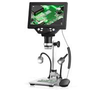 7'' Microscopio Digital, 1-1200X LCD Microscopio Digitale 12MP 1080P Microscopio Elettronico con Telecomando 8 Luci LED Microscopio Portatile per Adulti Bambini Compatibile con Windows
