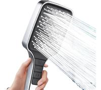 7 Modes Large Panel Shower Head Adjustable One Button Stop Bathroom High Pressure Water Saving Shower Set Bathroom Accessories(Grey-bracket)