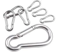 7 Moschettone in acciaio inox - Diverse misure e numero di pezzi disponibili - moschettone a scatto per vigili del fuoco, senza manicotti, 60 mm x 6 mm, portata fino a 150 kg