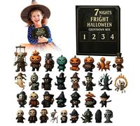 7 Nights of Fright - Hanging Charms & Mini Decorations with Figurines 2025 Halloween Advent Calendar Gift Set Collectible Horror Figures for Kids Women Kitchen Teen Men Party Home Boys