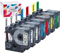 7 Pack Hehua Sostituzione per Dymo D1 12mm Nastro per Etichette 12 mm x 7 m