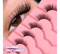 7 paia di ciglia finte per metà occhio Asiteo, leggere e morbide, creano un effetto trucco occhi a forma di gatto, allungano naturalmente gli angoli degli occhi, stelo trasparente, adatte per il trucc