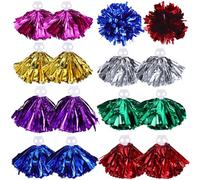 7 Paia Pompom da Cheerleading Metallici Anello per Dita, PET per Eventi e | Colori Brillanti e Pieni, Non Sbiadisce, per Tifo e Coreografie, Accessorio per Eventi e Raduni
