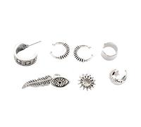 7 Paia/Set Orecchini a Cerchio Boemia Boho Orecchini a cartilagine Orecchini a Clip Piuma di Sole Intagliato Punk Piercing Gioielli Regalo Argento Antico Creativo e utile Durable And Clever