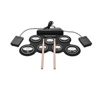 7 pastiglie Elektrische Trommel Satz, Tragbares Aufrollen Trommel ÜBungs Pad Trommel Satz mit Trommel Pedalen Trommel StöCke, Geschenk für Kinder und Erwachsene