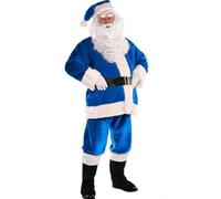 7 PCS Costume da Babbo Natale Costume da Babbo Natale Uomo Costume da Babbo Natale Blu Vestito di Velluto Vestito da Festa di Natale di Babbo Natale Cosplay A,XL
