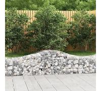 7 Pcs Galvanized Steel Gabion Baskets Arc Shape 200x50x40/60cm for Garden Decoration, Windbreak, Patio Barrier - Heavy Duty Wire Mesh with Hooks, Easy Assembly, Durable Outdoor Landscaping Solution