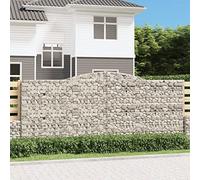 7 Pcs Galvanized Steel Gabion Baskets Arc Shape 400x50x160/180cm for Garden Barrier, Decorative Stone Wall, Patio & Yard, Heavy Duty 3.5mm Wire, Corrosion Resistant, Easy Assembly with Hooks