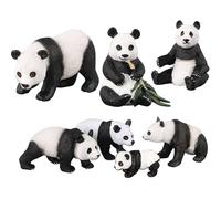 7-pcs Panda Decor Animal Figurines - Solid Panda Birthday Decorations Toy Set | Miniature Model Accessories Ornaments for Home Garden Decor