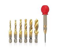 7 Pcs Spiral Flute Step Drill Sethss Drill Bit 6 Pcs Hss Stainless Steel Step Drill Bit 1conical Drill Bit Set with Center Punch with Rubber Cap Metal