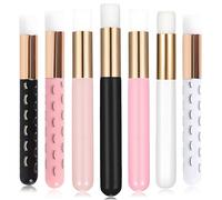 7 pennelli per shampoo per ciglia, spazzola per la pulizia del naso, con spazzole morbide, extension per ciglia, pulizia profonda, per la pulizia del viso (7 stili) (rosa)