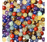 7 perline di cristallo multicolore naturali chakra, 105 pezzi, 8 mm, perline sfuse rotonde fai da te, per la realizzazione di bracciali, collane, orecchini (15, vt)