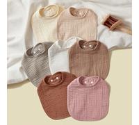 7 pezzi/confezione bavette di cotone spugna per bambina, salviettine assorbenti morbide, colore rosa Tagli UnicaColore unicoTessuto