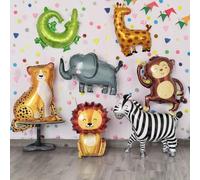 7 pezzi/confezione Palloncini in alluminio a tema di animali della giungla - Zebra, Elefante, Scimmia, Leone, Giraffa, Leopardo, Coccodrillo - Decorazione per feste di compleanno, celebrazioni di anni