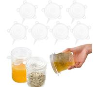 7 Pezzi Coperchi in Silicone Estensibile per Alimenti 8.5cm Coperchio Universale Senza BPA Coperchio Universale di 6 Misure Differenti per Microonde/Forno/Frigo/Lavastoviglie (Trasparente)