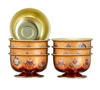 7 pezzi Coppa per Offerte Buddista in Lega, Stile Vintage, 5,5x5,5x3,2cm | Finitura Lucida Interna, Design Rotondo e Liscio, per Altare da Tavolo, Uso Tè o Snack Colore Casuale