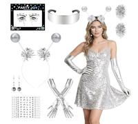 7 pezzi costume alieno da donna, set di accessori alieni, accessori alieni, accessorio per costume alieno, adatto per carnevale, feste a tema, costume da ragazza spaziale