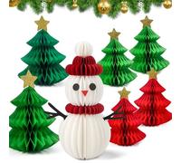 7 Pezzi Decorazione Natalizia Riutilizzabili - Alberi di Natale di Carta et Bonhomme de Neige, Decorative per Albero di Natale a Nido d'ape, Decorazioni Natalizie in Carta da da Tavolo