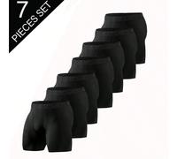 7 pezzi di biancheria intima lunga da uomo di colore unito, pantaloncini elastici casual e comodi, pantaloncini sportivi, biancheria intima da casa, regalo da uomo per la stagione del ritorno a scuola