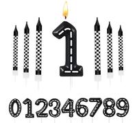 7 pezzi di candele per torta a tema auto da corsa, con motivo a scacchi, numeri da 1 a 9, a forma di camion, decorazione per torta, adatte per decorazioni di feste a tema auto da corsa, festa di nasci