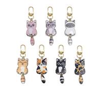 7 Pezzi Di Catena Chiave Di Gatto, Sostenitori Dei Cartoni Animati, Gioielli A Forma Di Animale E Regali Per Gli Amanti Dei Gatti.